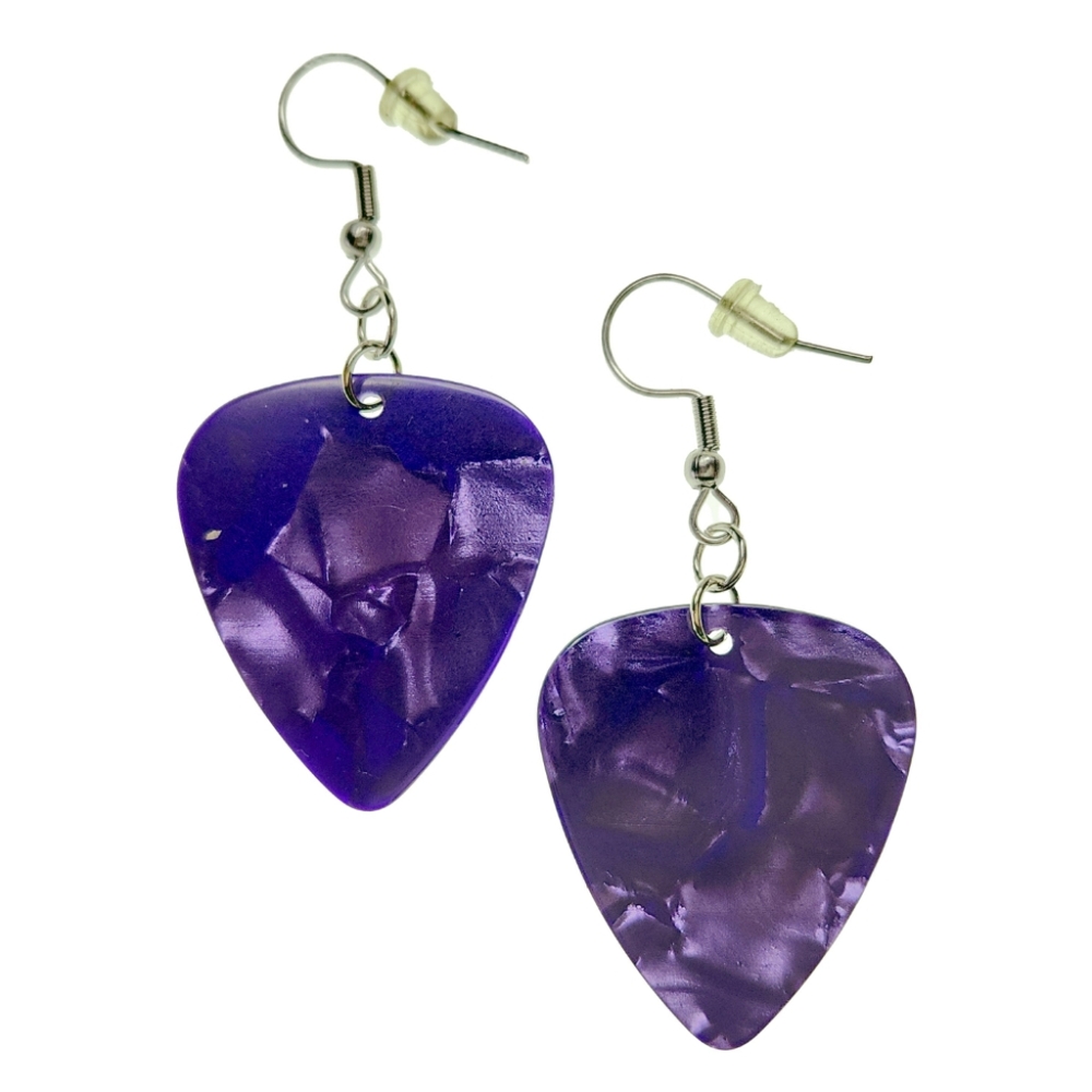 Purple Guitar Pick Earrings